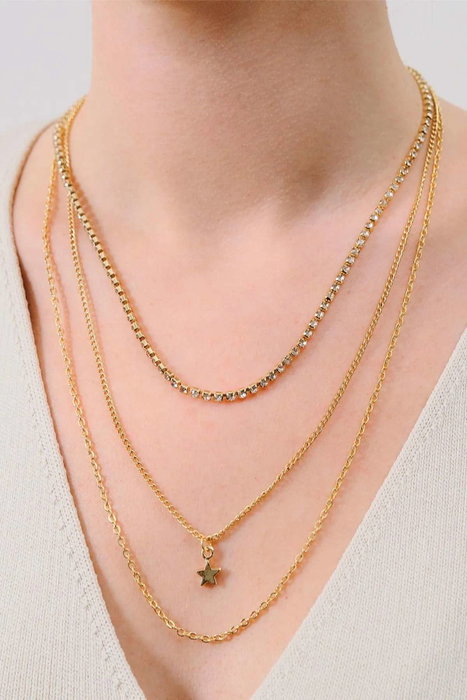 Heliophilia Silver Collar de Piedra de Zirconio en Latón Dorado